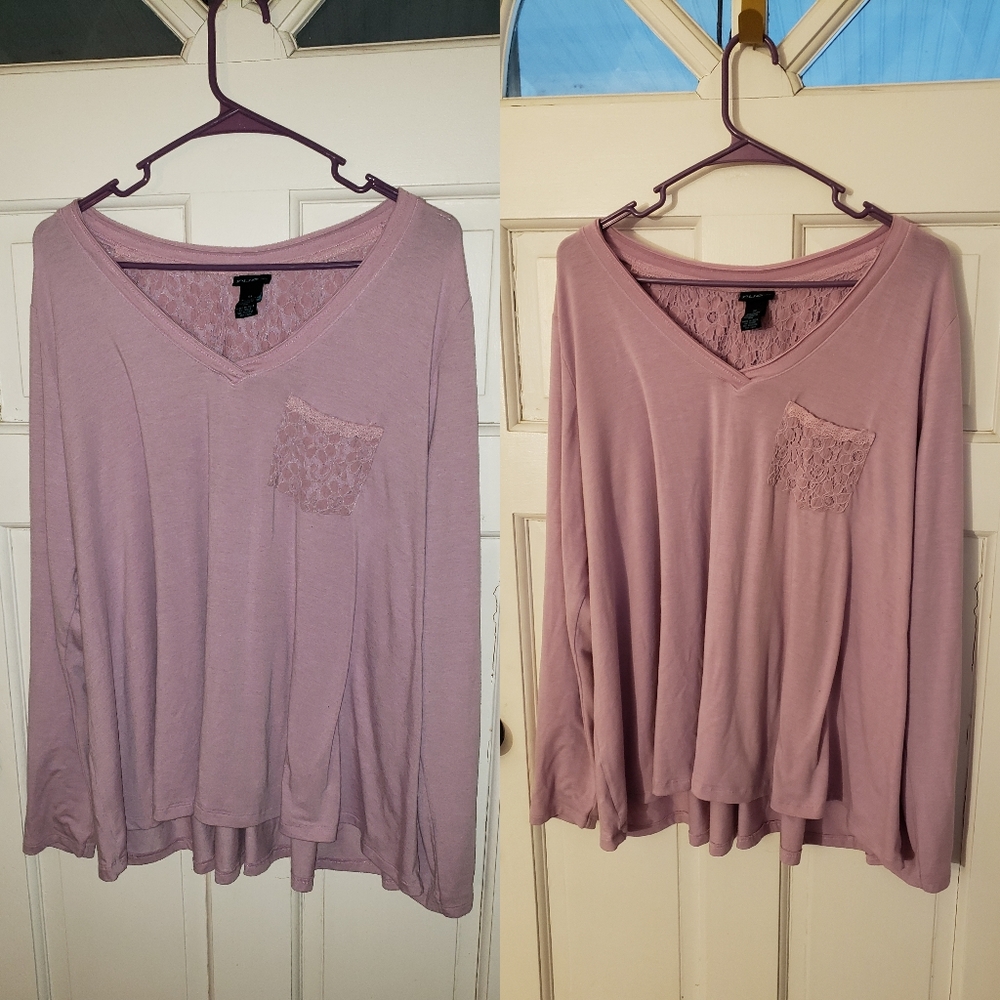 Rue21 Long Sleeve Blouse with Lace Pocket Detail